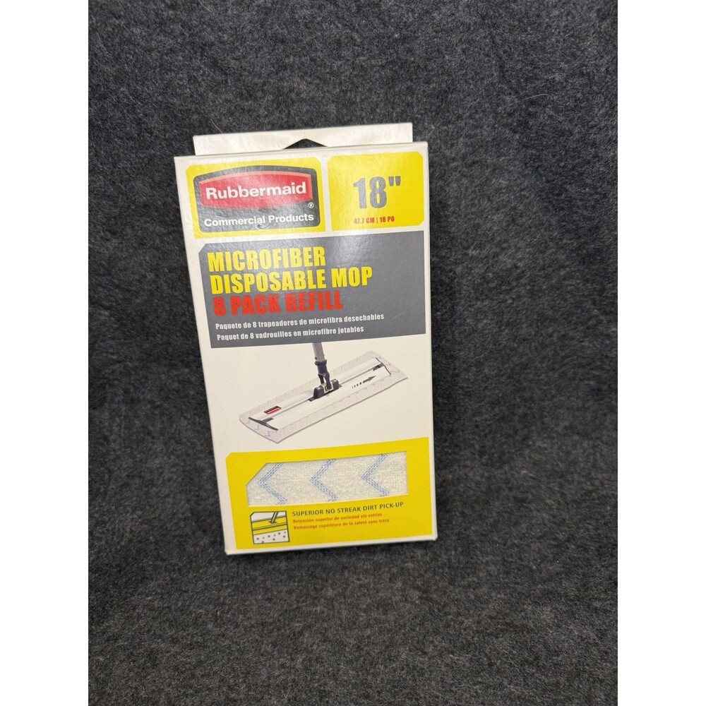 8 New Rubbermaid‎ Commercial 18" Disposable Mop Pads Microfiber